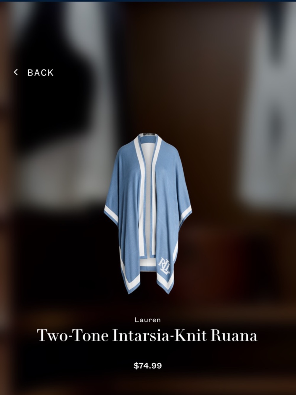 Ralph Lauren Blue and White Striped Knit Ruana wrap cover up
